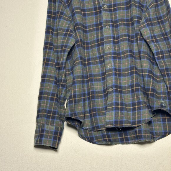 Rag & Bone Long Sleeve Shirt Men L Plaid Flannel Blue Green Gorp Winter Fall - Picture 13 of 16